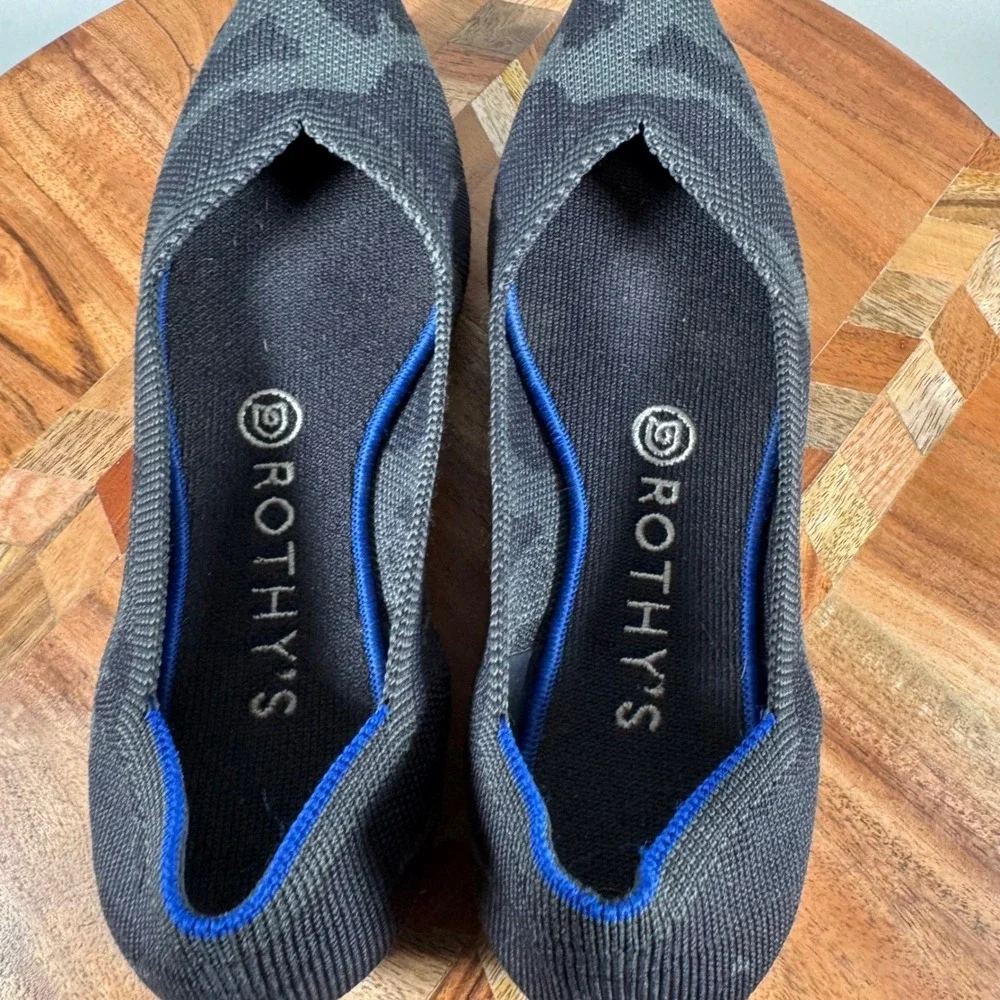 Rothys The Point‎ Grey Camo Pointed Toe Flats Womens Size 7 Sustainable Shoes